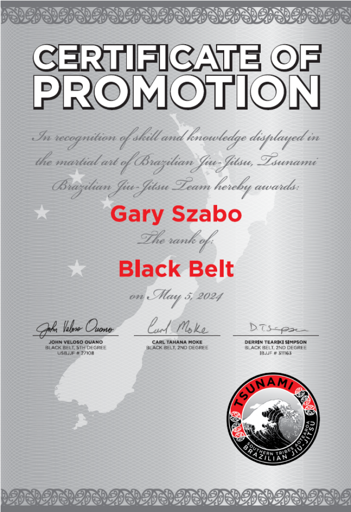 Black belt · May 5, 2024 · Promoted by John Ouano