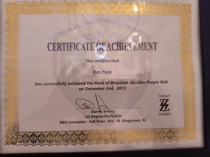 Purple belt · December 2, 2015 · Promoted by Danny Savery