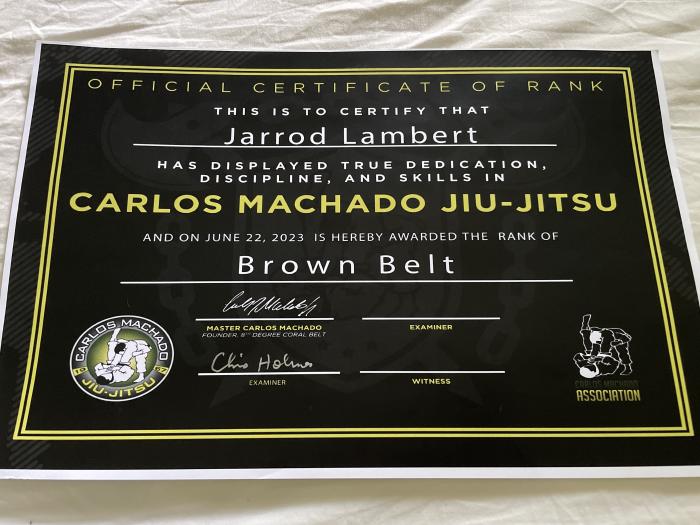 Brown belt · June 22, 2023 · Promoted by Chris Holmes