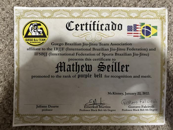 Purple belt · January 29, 2022 · Promoted by Juliano Duarte