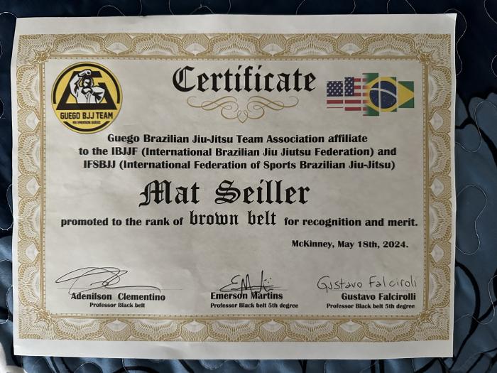 Brown belt · May 18, 2024 · Promoted by Adenilson Clementino