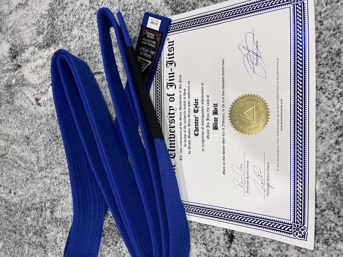 Blue belt · February 23, 2024 · Promoted by Jen Clanton
