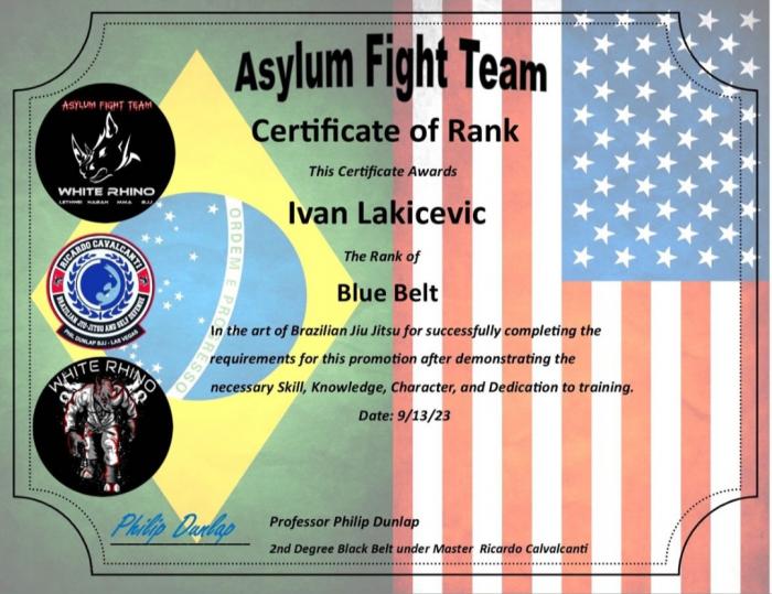 Blue belt · September 13, 2023 · Promoted by Phil Dunlap