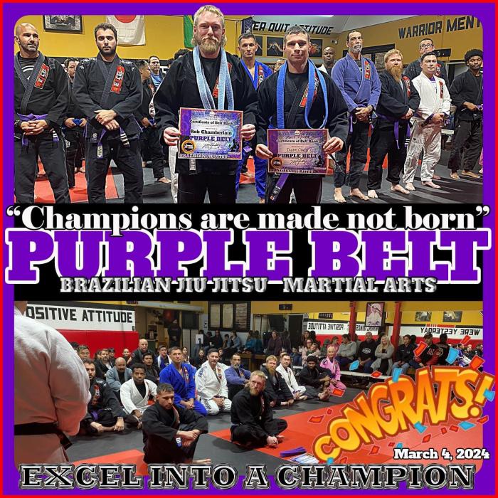 Purple belt · March 23, 2024 · Promoted by Michio Grubbs