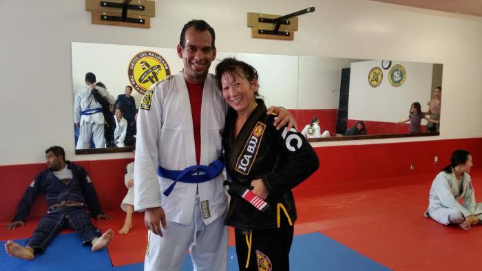 With Cindy Omatsu. One of the first female black belts outside of Brazil. Machado Black Belt.