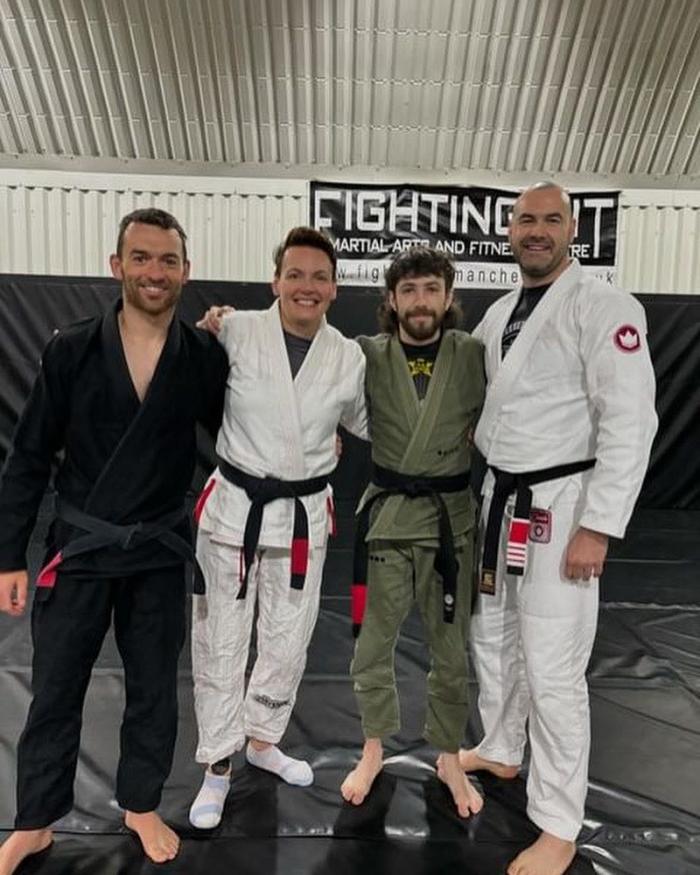 Black belt promotion 1st June 2024 with my coach and some of his other black belts