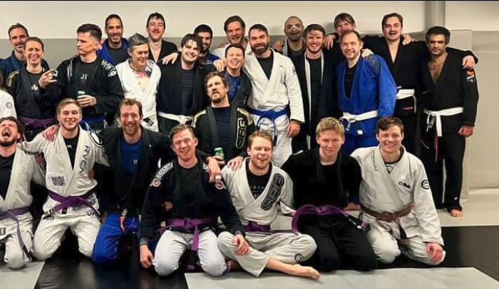 Purple belt (3rd at bottom, from right)