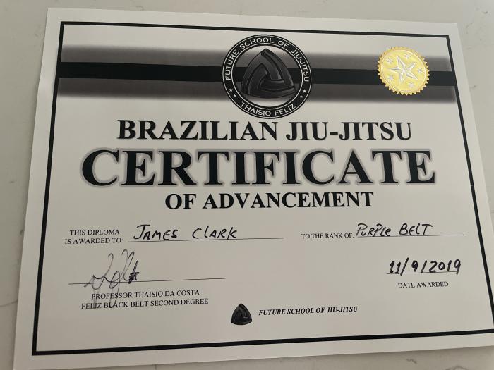 Purple belt · November 14, 2019 · Promoted by Thaisio Feliz