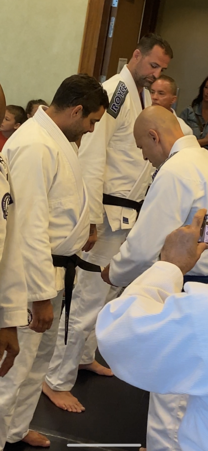 Jeremy Lafreniere getting second degree on Black Belt