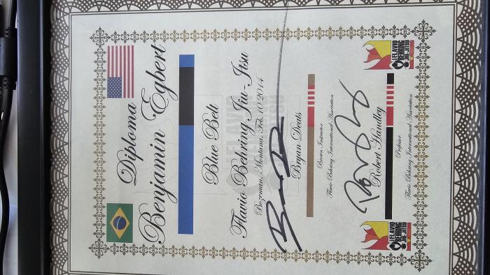 Blue belt · February 1, 2014 · Promoted by Robert Handley