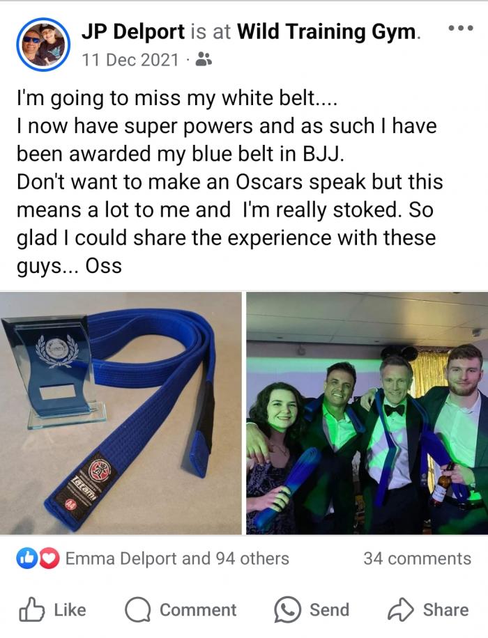 Blue belt · December 11, 2021 · Promoted by Leigh Remedios