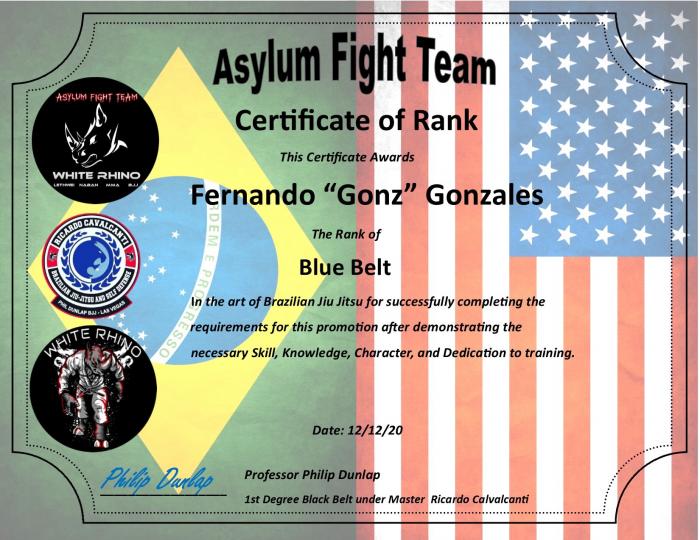 Blue belt · December 12, 2020 · Promoted by Phil dunlap