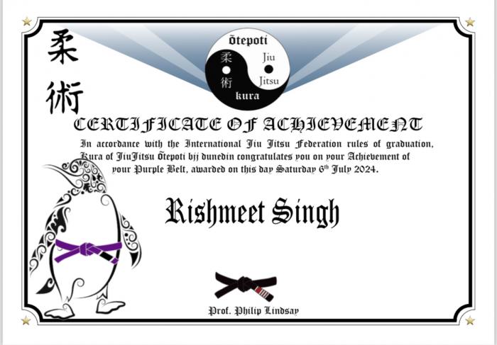 Purple belt · July 6, 2024 · Promoted by Philip Lindsay