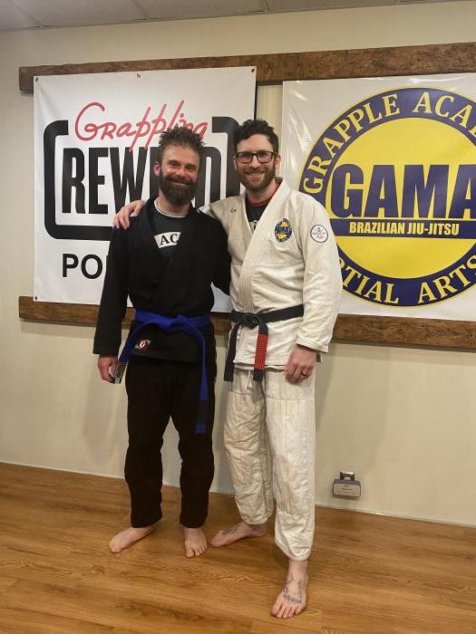 My blue belt promotion with my coach Greg Lew