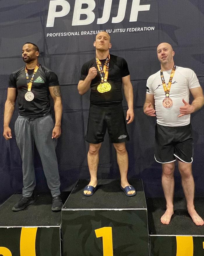 02/24/24 double gold at PBJJF - Baltimore Winter International Open. NoGi / Master 2 / Medium Heavy & Gi / Master 3 / Medium Heavy