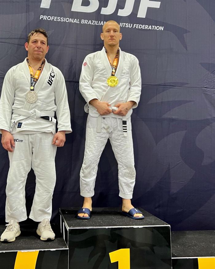 02/24/24 double gold at PBJJF - Baltimore Winter International Open. NoGi / Master 2 / Medium Heavy & Gi / Master 3 / Medium Heavy