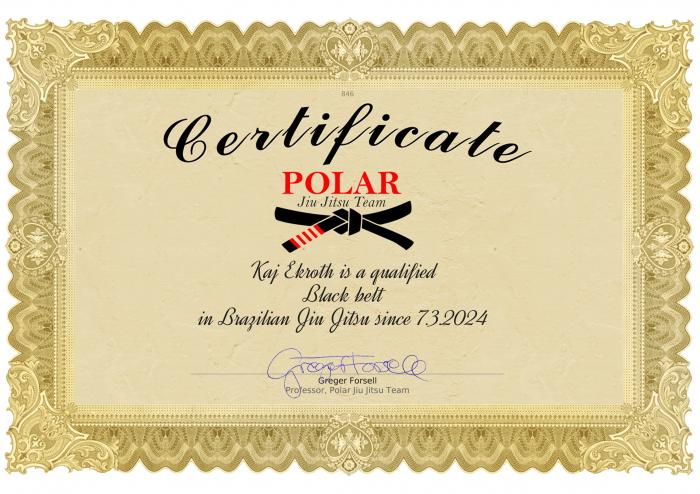 Black belt · March 7, 2024 · Promoted by Greger Forsell