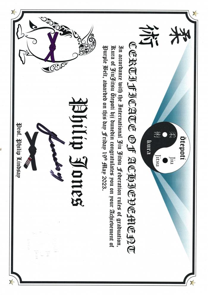 Purple belt · May 19, 2023 · Promoted by Philip Lindsay