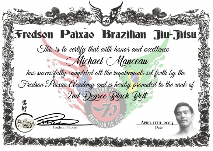 Black belt 2nd degree · April 11, 2014 · Promoted by Fredson Paixão