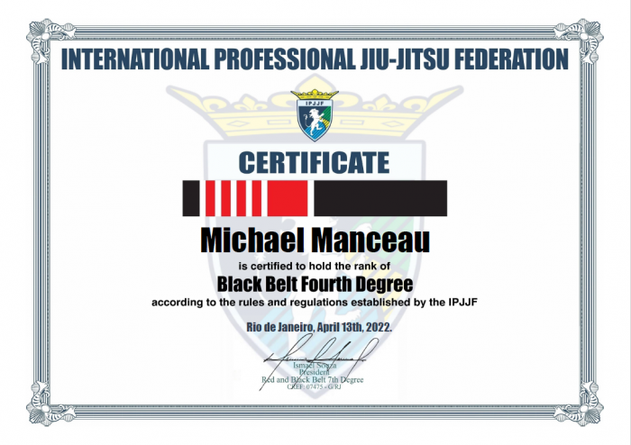 Black belt 4th degree · April 13, 2022 · Promoted by Fredson Paixão