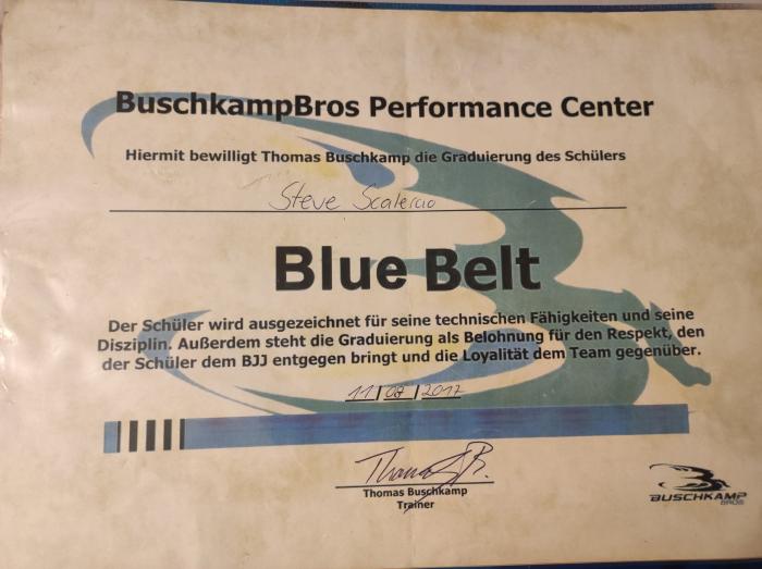 Blue belt · August 11, 2017 · Promoted by Thomas Buschkamp