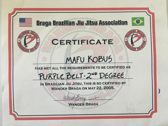 Purple belt · July 7, 2004 · Promoted by Wander Braga