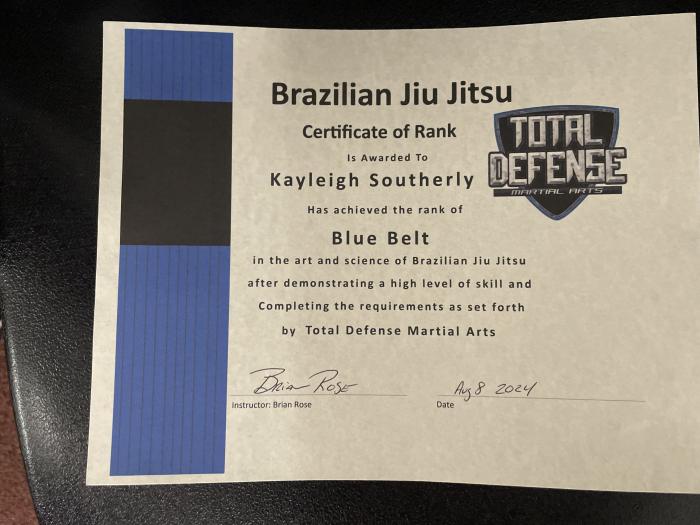 Blue belt · August 8, 2024 · Promoted by Brian Rose