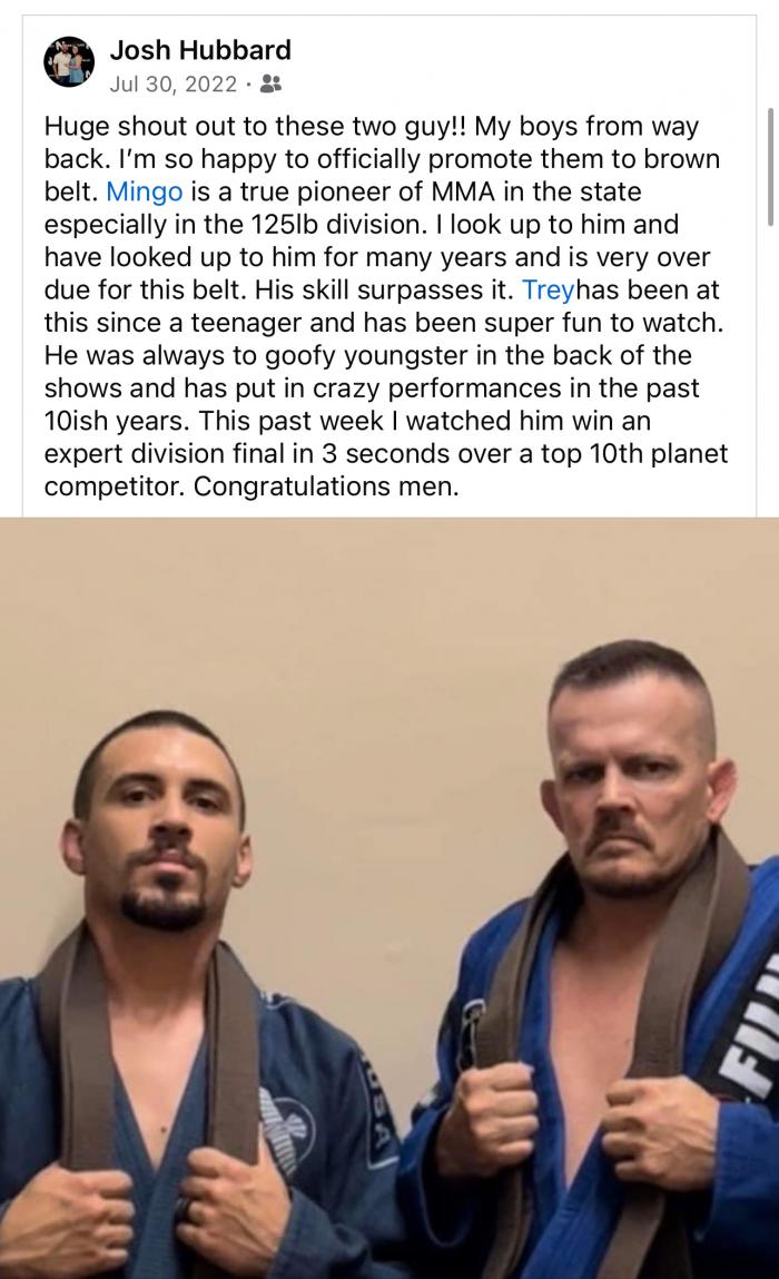 Brown belt · July 17, 2022 · Promoted by Josh Hubbard