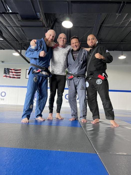 My mentor Brian Marvin and myself with legends Renzo Gracie & Hugo Duarte.