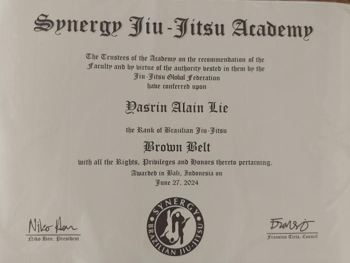 Brown belt · June 27, 2024 · Promoted by Niko Han