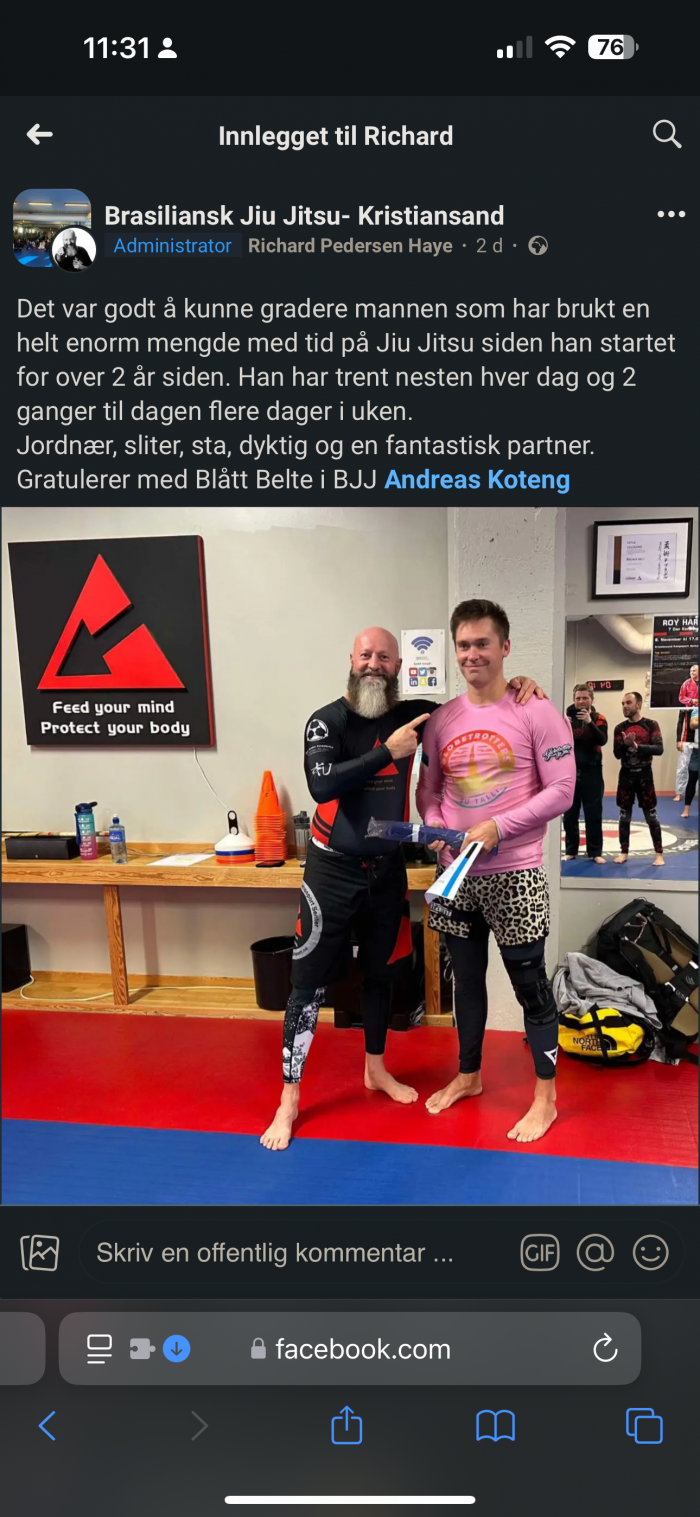 Blue belt · October 3, 2024 · Promoted by Richard Haye