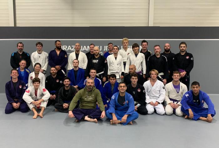 Thiago Abreu seminar on sweeps from spider/lasso/DLR guard combinations on Oct 6, 2024 @ BJJ Leiden, The Netherlands