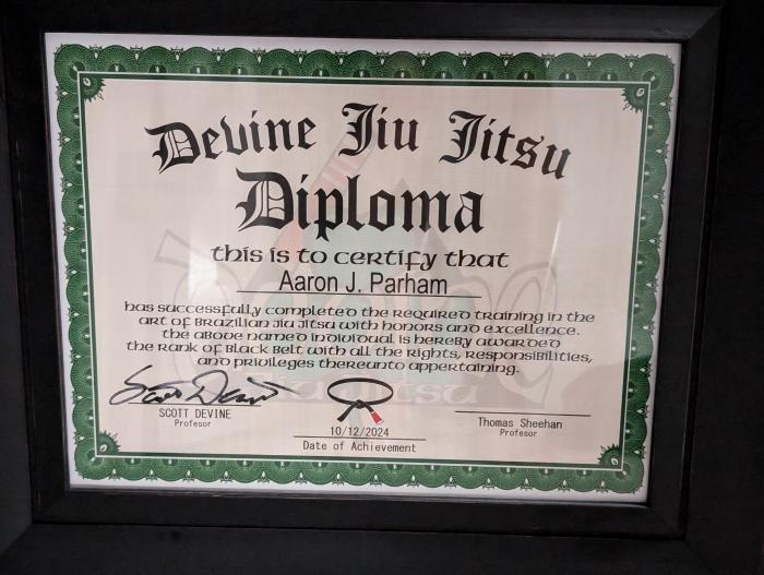 Black belt · October 12, 2024 · Promoted by Scott Devine