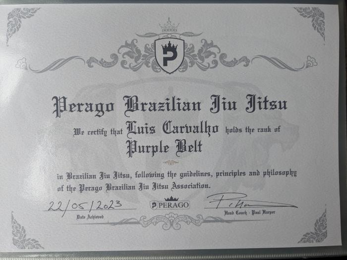 Purple belt · May 24, 2023 · Promoted by Paul Harper
