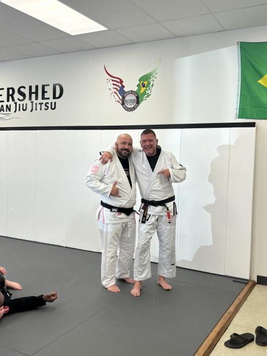 Sharing the mats with my brother Shawn Maines after his 1st degree promotion