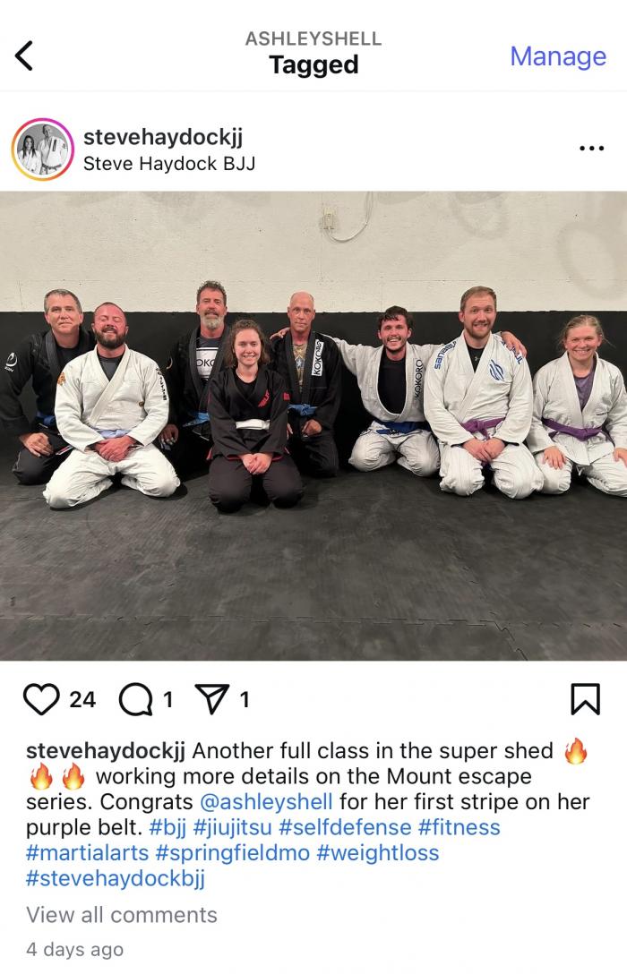 Purple belt · December 8, 2023 · Promoted by Steve Haydock