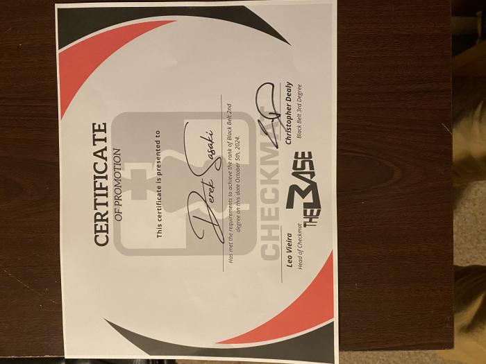 Black belt 2nd degree · October 5, 2024 · Promoted by Chris Dealy