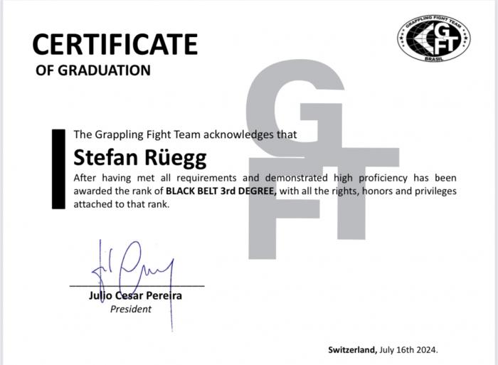 Black belt 3rd degree · July 16, 2024 · Promoted by Julio Cesar Pereira