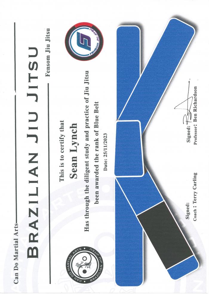 Blue belt · November 25, 2023 · Promoted by Kev Capel