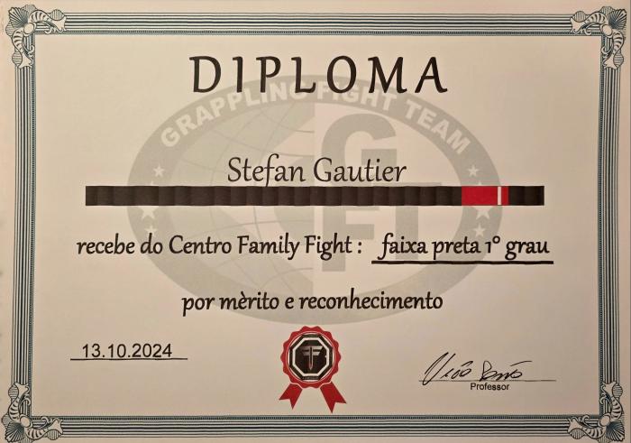 Black belt 1st degree · October 13, 2024 · Promoted by Victor Santos Gomes, GFTEAM