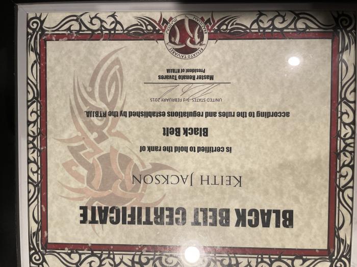 Black belt cert 2014 (typo says 2015 on cert)