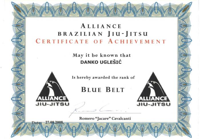 Blue belt · September 27, 2008 · Promoted by Romero Jacare Cavalcanti