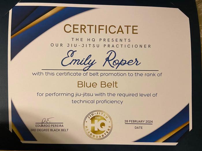 Blue belt · February 28, 2024 · Promoted by Kyle Baker