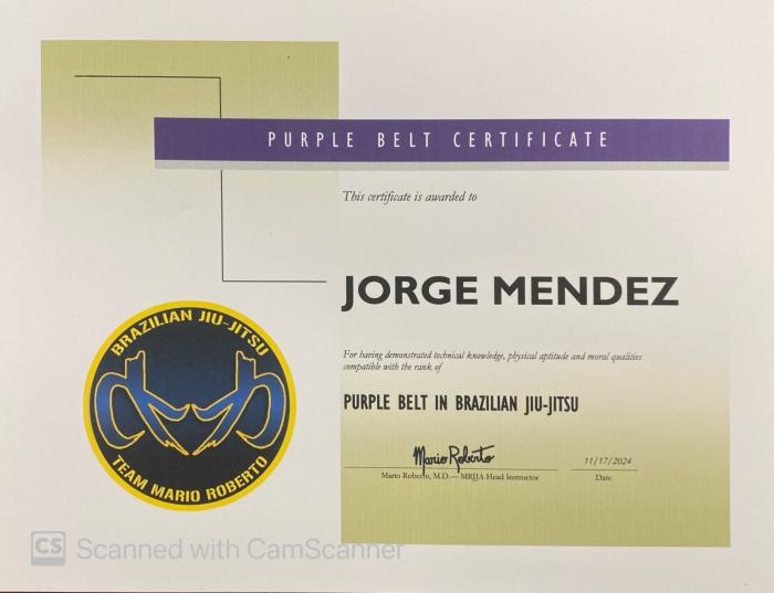 Purple belt · November 17, 2024 · Promoted by MRJJA