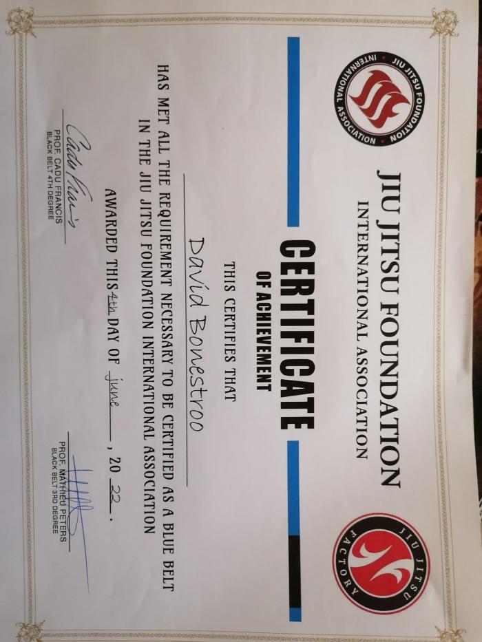 Blue belt · June 4, 2022 · Promoted by M. Peters