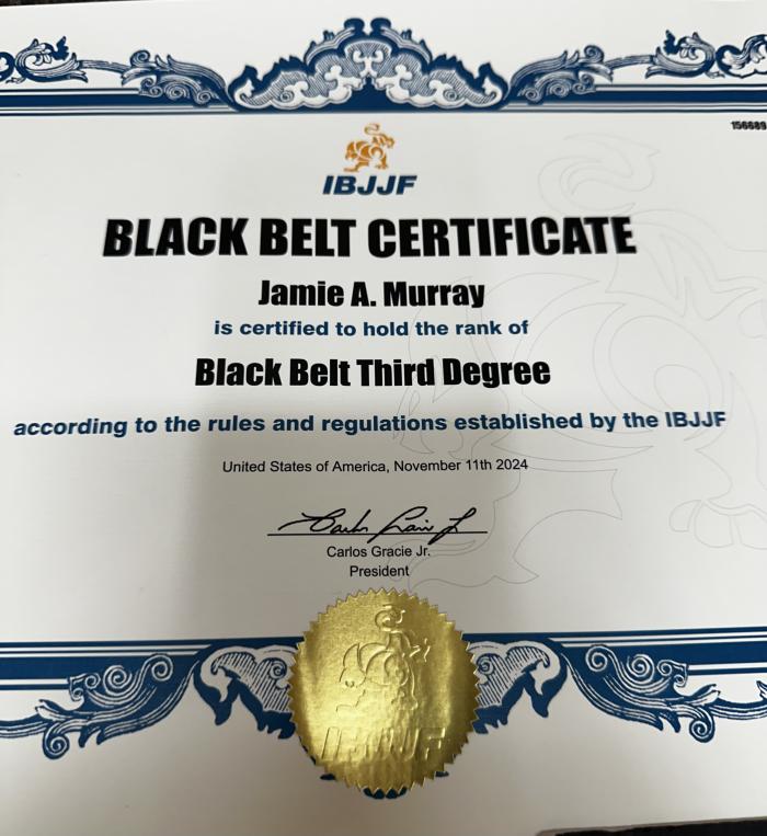 Black belt 3rd degree · November 11, 2024 · Promoted by Carlos Gracie Jr