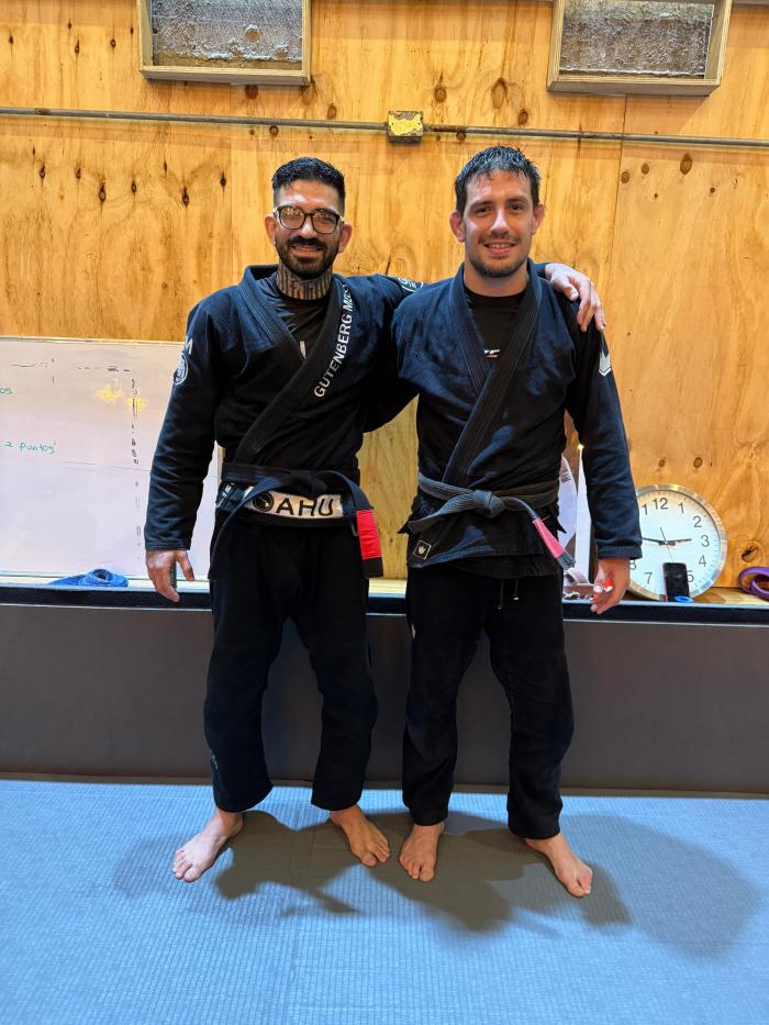 Me and my professor the day of my graduation to black belt. I was really surprised!