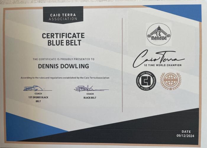 Blue belt · December 9, 2024 · Promoted by Paula Tekawa