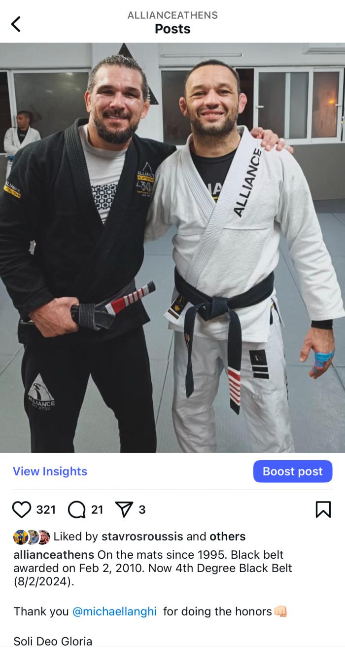 Black belt 4th degree · February 8, 2024 · Promoted by Michael Langhi