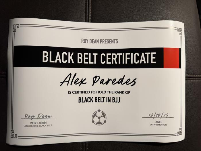 Black belt · October 19, 2024 · Promoted by Roy Dean